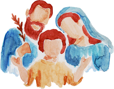 Handpainted Watercolor Christmas Holy Family
