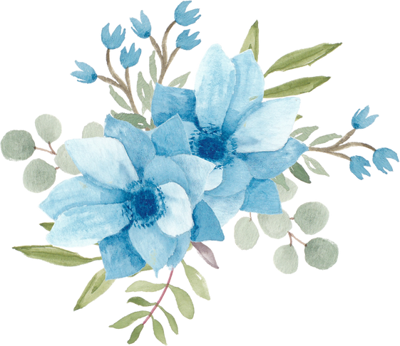 Watercolor Blue Anemone Flower Arrangement