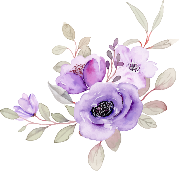 Watercolor purple flower