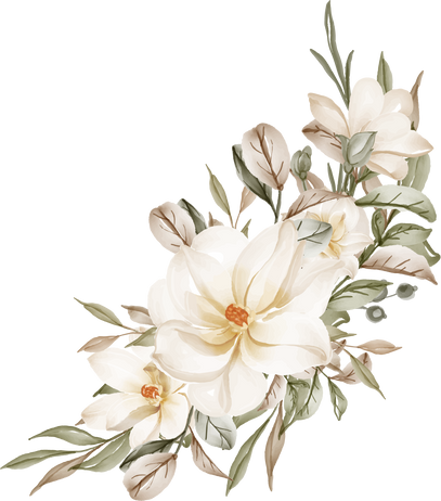 Magnolia White Watercolor Flower Arrangement